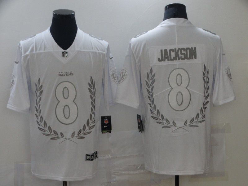Men Baltimore Ravens #8 Jackson White Commemorative Edition Nike 2021 NFL Jersey->los angeles angels->MLB Jersey